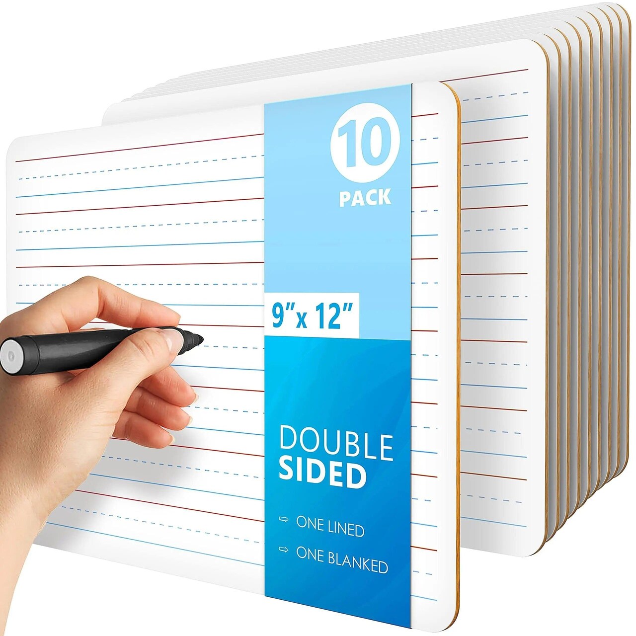 10 Pack Dry Erase Lapboards 9x12 inch for Students   Classroom   Double Sided Lined Mini White Boards   Small Dry Erase Board for Kids   Individual Mini Whiteboards   Little Lap Boards 9 x 12 Inch